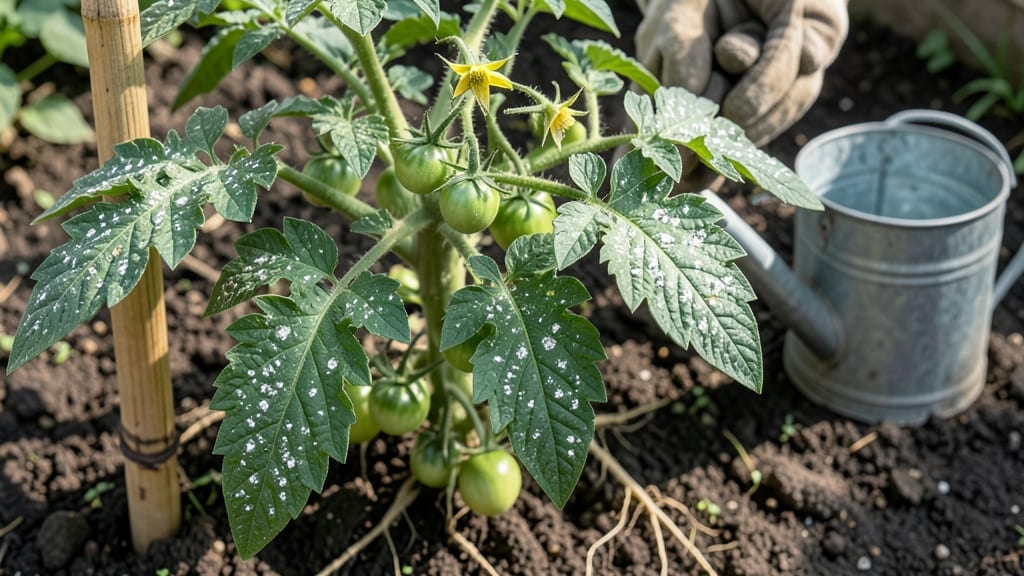 Tiny White Spots On Tomato Leaves: Powdery Mildew Cure With Baking Soda Spray